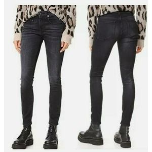 R13 Skinny Jeans Sz 27 Black Whiskered Stretch Italy (A9